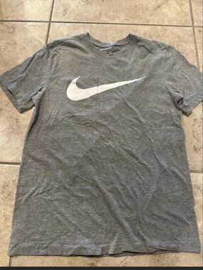 Nike Gray Short-Sleeve T-Shirt with White Swoosh